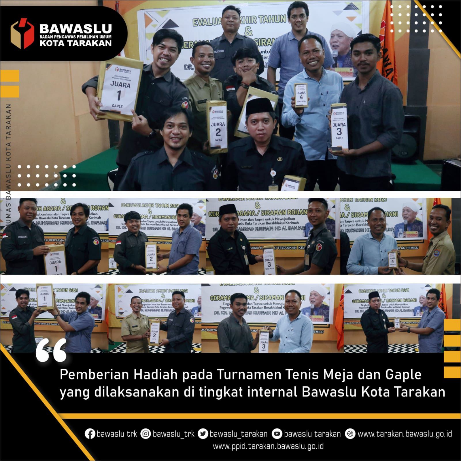 Bawaslu Tarakan ; Telah Usai Gelar Tournament Tenis Meja dan Gaple